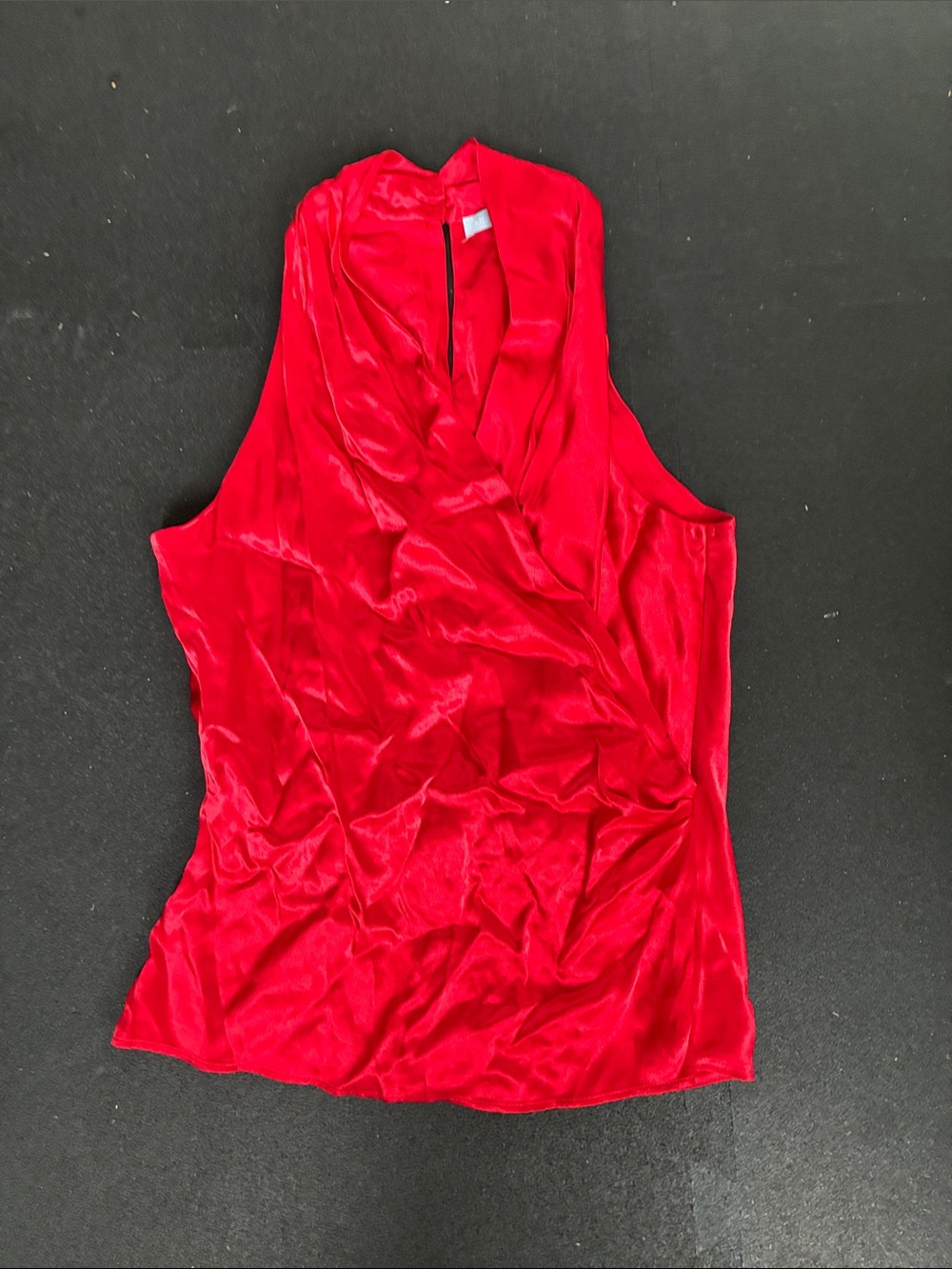 ANTONIO MELANI Vibrant Red Sleeveless Draped V-Neck Cami